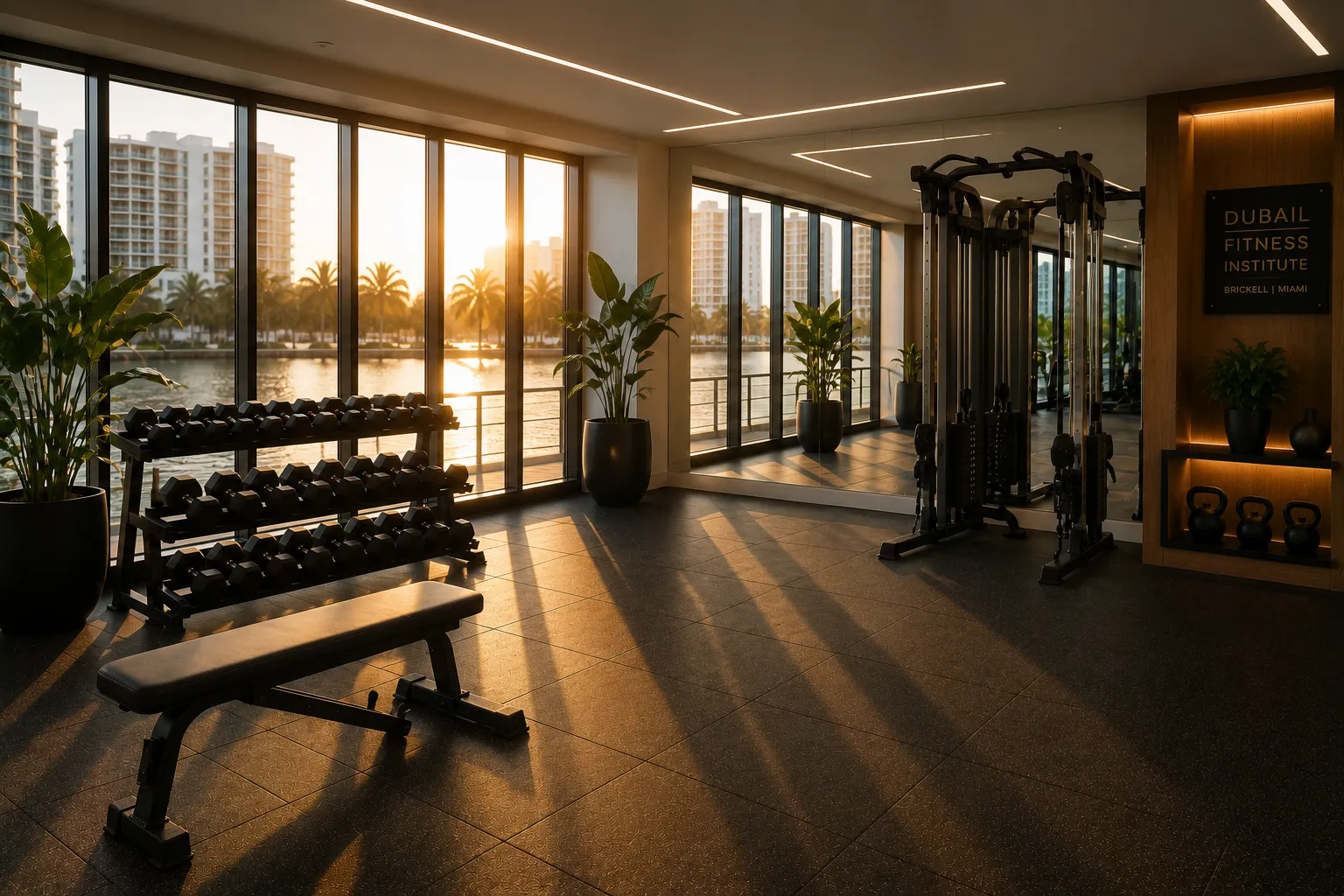 Private gym studio in Brickell Miami equipped for personalized fat burning workout programs