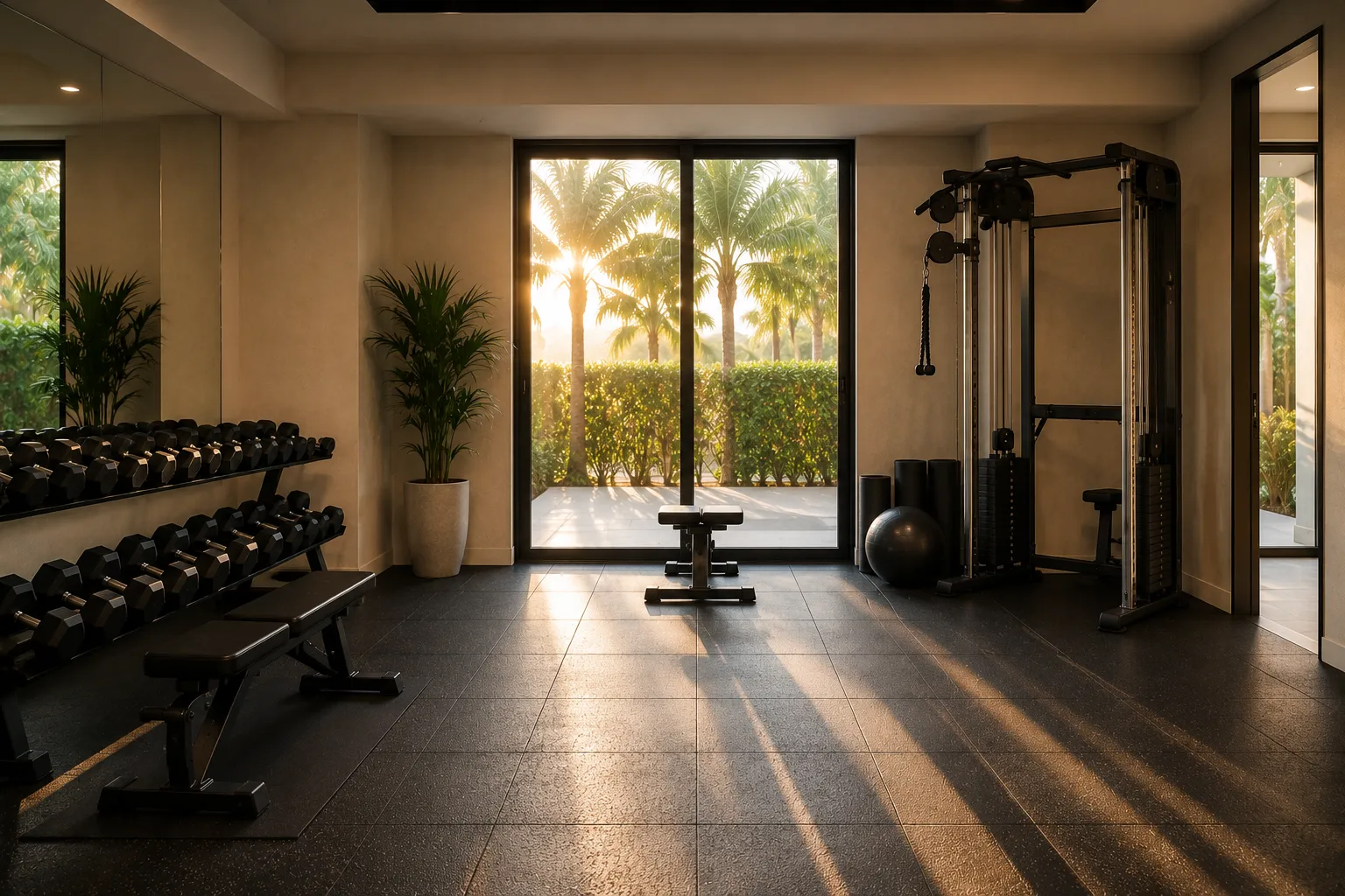 Clean modern private gym studio in Brickell Miami for strength and conditioning coaching